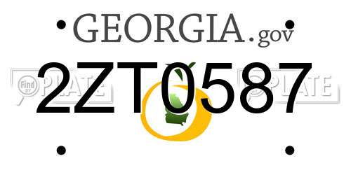2ZT0587 Georgia License Plate