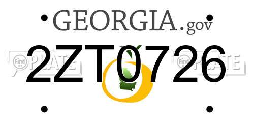 2ZT0726 Georgia License Plate
