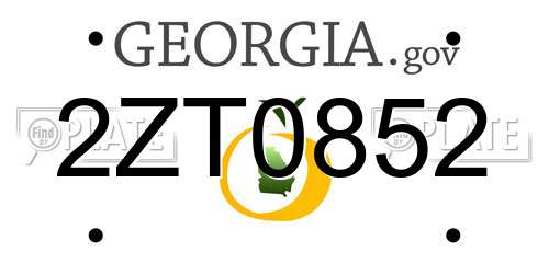 2ZT0852 Georgia License Plate