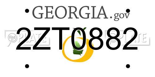 2ZT0882 Georgia License Plate