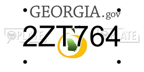 2ZT764 Georgia License Plate