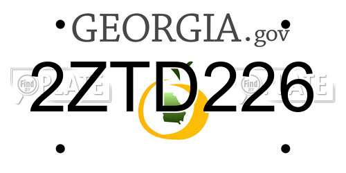 2ZTD226 Georgia License Plate