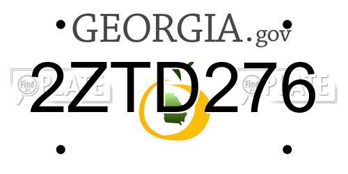 2ZTD276 Georgia License Plate
