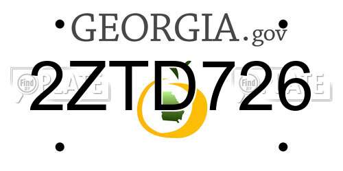 2ZTD726 Georgia License Plate