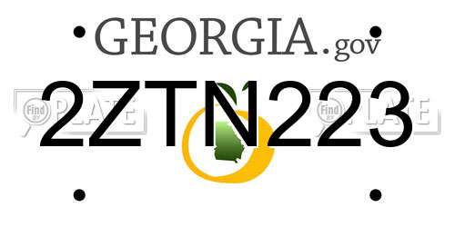 2ZTN223 Georgia License Plate