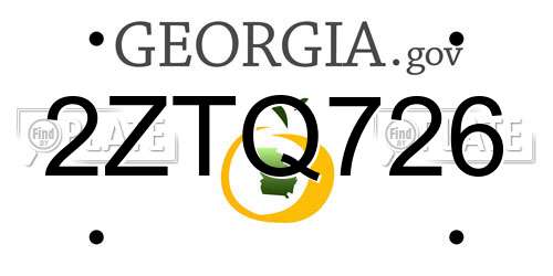 2ZTQ726 Georgia License Plate