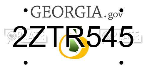 2ZTR545 Georgia License Plate