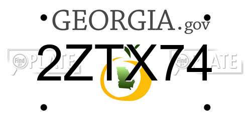 2ZTX74 Georgia License Plate