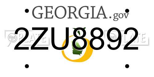 2ZU8892 Georgia License Plate