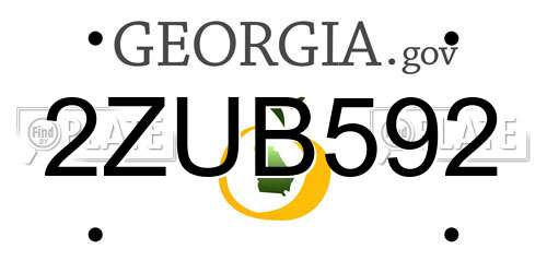 2ZUB592 Georgia License Plate