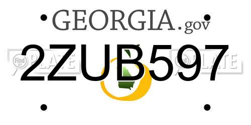2ZUB597 Georgia License Plate