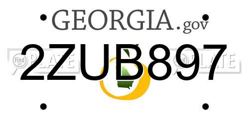 2ZUB897 Georgia License Plate