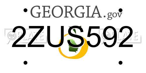 2ZUS592 Georgia License Plate