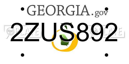 2ZUS892 Georgia License Plate