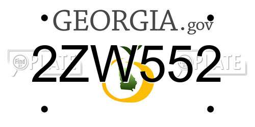 2ZW552 Georgia License Plate