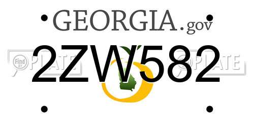 2ZW582 Georgia License Plate