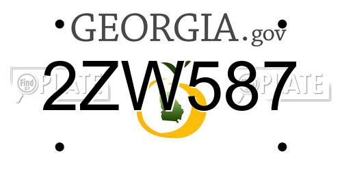2ZW587 Georgia License Plate