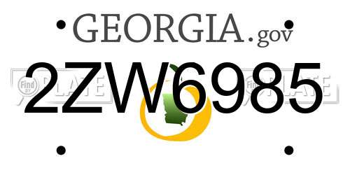 2ZW6985 Georgia License Plate