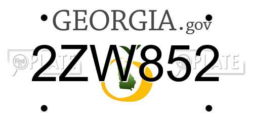 2ZW852 Georgia License Plate