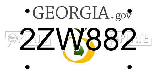 2ZW882 Georgia License Plate