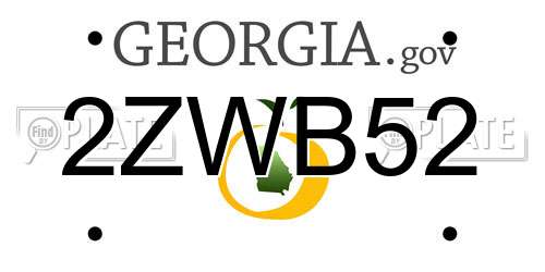 2ZWB52 Georgia License Plate