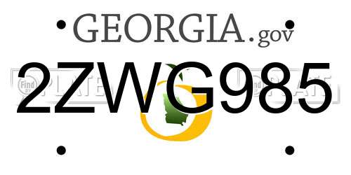 2ZWG985 Georgia License Plate