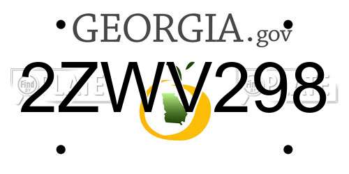 2ZWV298 Georgia License Plate