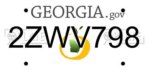 2ZWV798 Georgia License Plate
