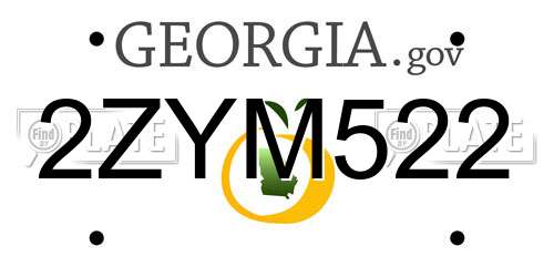 2ZYM522 Georgia License Plate