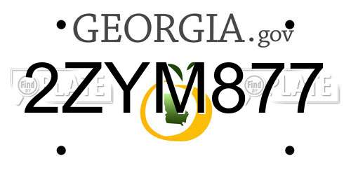 2ZYM877 Georgia License Plate