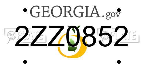 2ZZ0852 Georgia License Plate