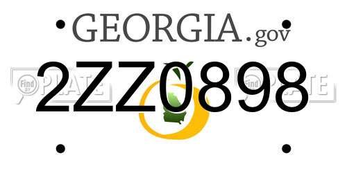 2ZZ0898 Georgia License Plate