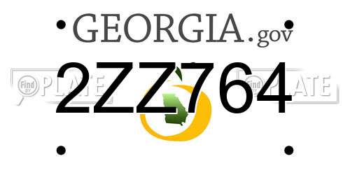 2ZZ764 Georgia License Plate