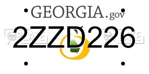 2ZZD226 Georgia License Plate
