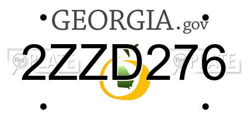2ZZD276 Georgia License Plate