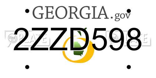 2ZZD598 Georgia License Plate