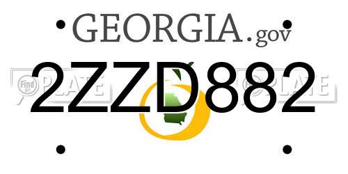 2ZZD882 Georgia License Plate
