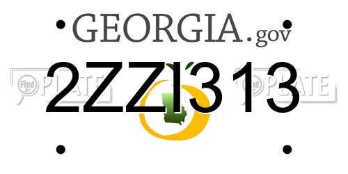 2ZZI313 Georgia License Plate