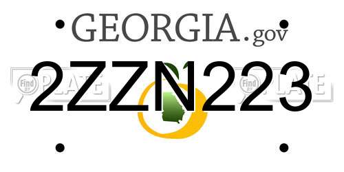 2ZZN223 Georgia License Plate