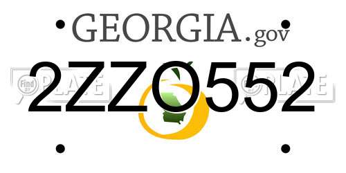2ZZO552 Georgia License Plate