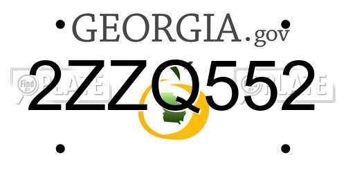 2ZZQ552 Georgia License Plate