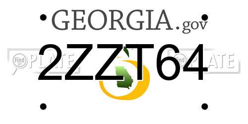 2ZZT64 Georgia License Plate