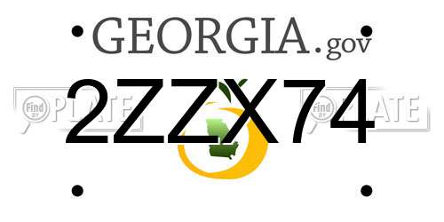 2ZZX74 Georgia License Plate