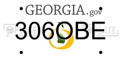 306OBE Georgia License Plate