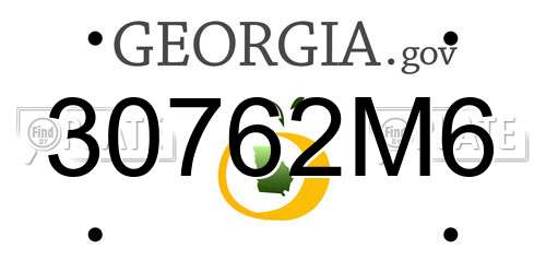 30762M6 Georgia License Plate