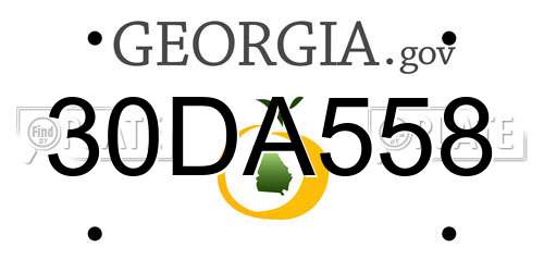 30DA558 Georgia License Plate