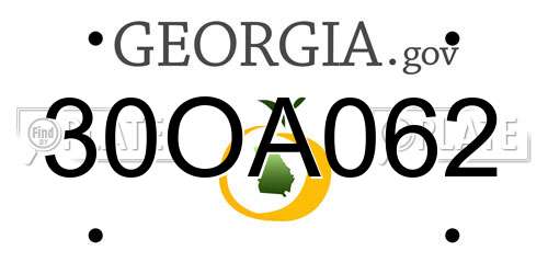 30OA062 Georgia License Plate