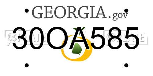 30OA585 Georgia License Plate