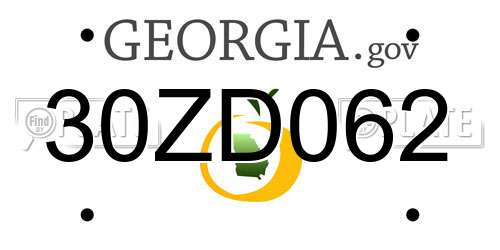 30ZD062 Georgia License Plate