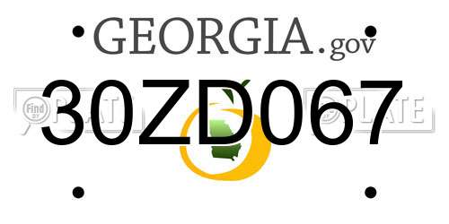 30ZD067 Georgia License Plate